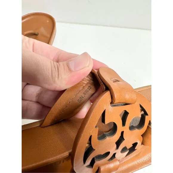 Tory Burch Sandals Size 7.5 Miller Cloud Brown Leather Open Toe