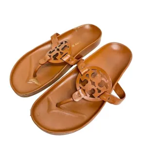 Tory Burch Sandals Size 7.5 Miller Cloud Brown Leather Open Toe