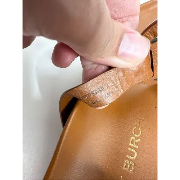 Tory Burch Sandals Size 7.5 Miller Cloud Brown Leather Open Toe