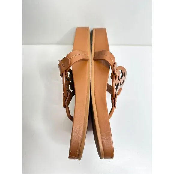 Tory Burch Sandals Size 7.5 Miller Cloud Brown Leather Open Toe