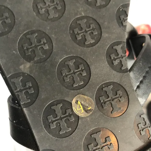 TORY BURCH Size 9 MILLER matte black leather thong slip ons sandals