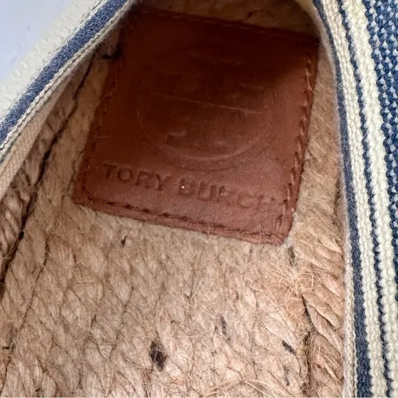 Tory Burch Striped Cream and Blue Espadrilles Shoes
