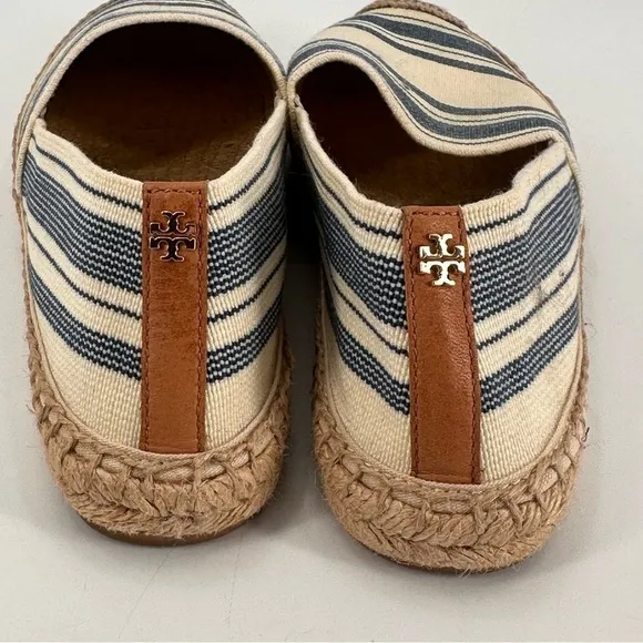 Tory Burch Striped Cream and Blue Espadrilles Shoes