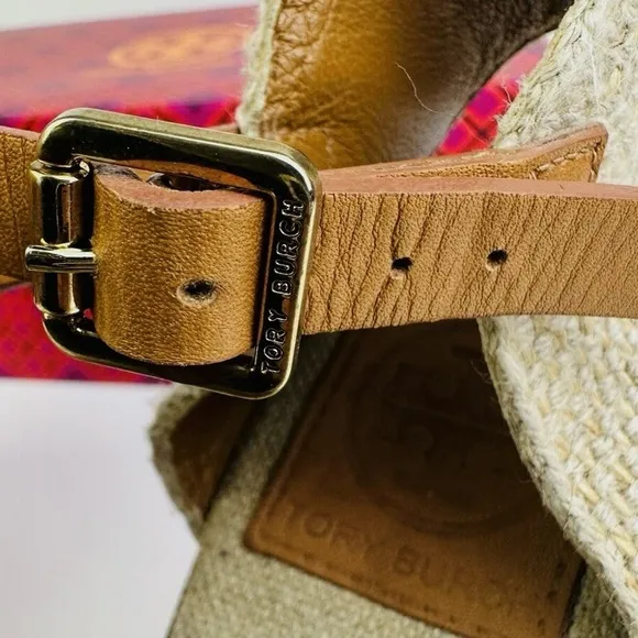 Tory Burch Tan Espadrille Wedges with Bow Detail