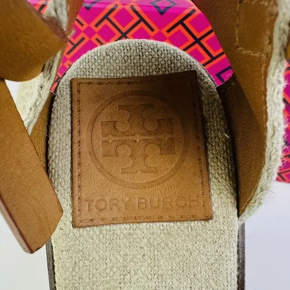 Tory Burch Tan Espadrille Wedges with Bow Detail