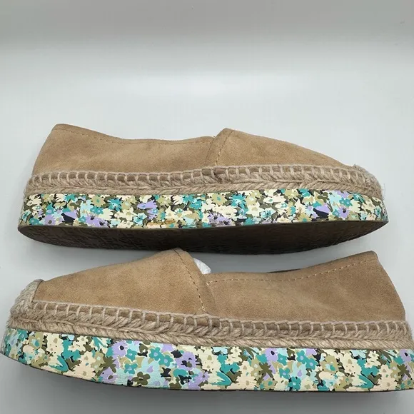 Tory Burch Tan Suede Espadrilles Wedge Size 7 EUC