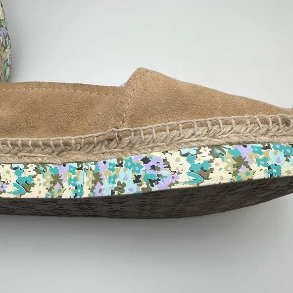 Tory Burch Tan Suede Espadrilles Wedge Size 7 EUC