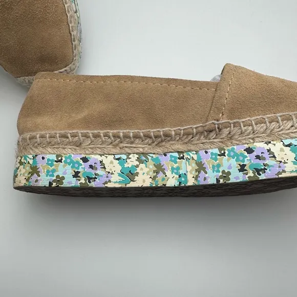Tory Burch Tan Suede Espadrilles Wedge Size 7 EUC