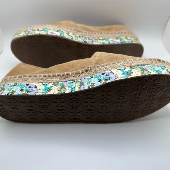 Tory Burch Tan Suede Espadrilles Wedge Size 7 EUC