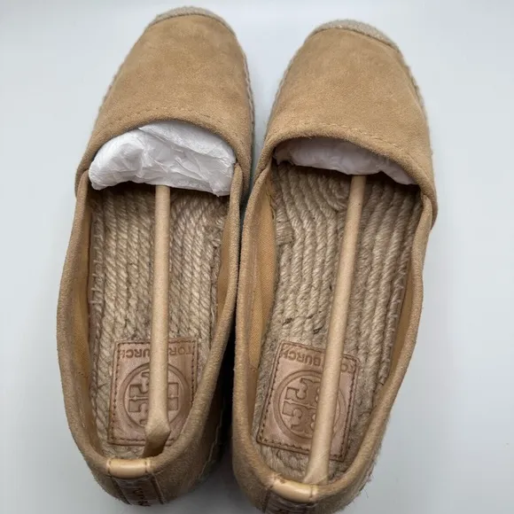 Tory Burch Tan Suede Espadrilles Wedge Size 7 EUC