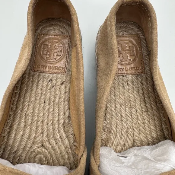 Tory Burch Tan Suede Espadrilles Wedge Size 7 EUC