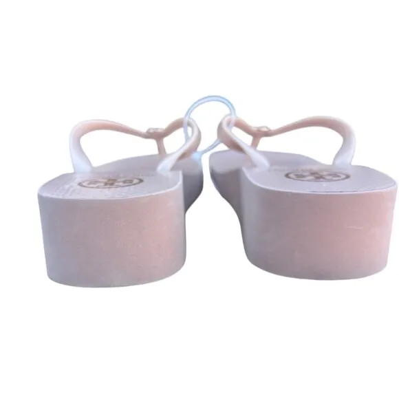 Tory Burch Wedge Flip Flops Sandals Seashell Pink Size 11