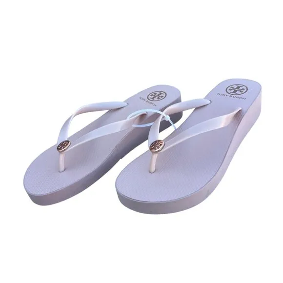 Tory Burch Wedge Flip Flops Sandals Seashell Pink Size 11