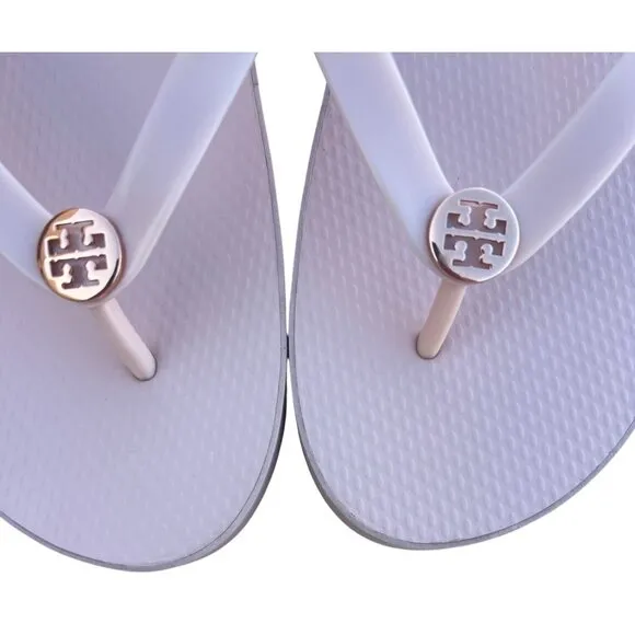 Tory Burch Wedge Flip Flops Sandals Seashell Pink Size 11