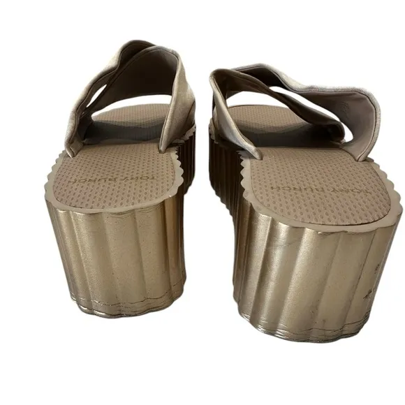 Tory Burch Women's Satin Scalloped Platform Wedge Slide Sandals