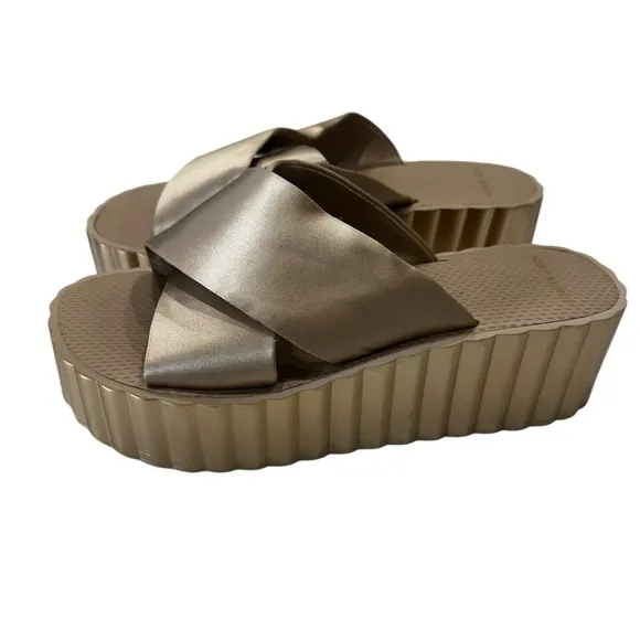 Tory Burch Women's Satin Scalloped Platform Wedge Slide Sandals