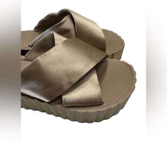 Tory Burch Women's Satin Scalloped Platform Wedge Slide Sandals