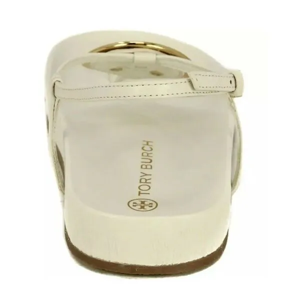 TORY BURCH Women's Size 9.5 Patos Leather Slingback Thong Sandals in White‎ NIB