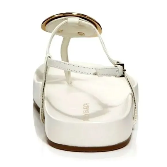 TORY BURCH Women's Size 9.5 Patos Leather Slingback Thong Sandals in White‎ NIB