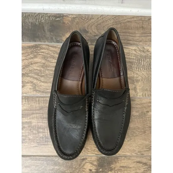 Trask Sadler Penny‎ Loafers Black Sheepskin Size 10.5 M