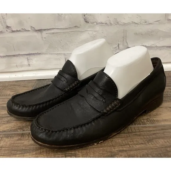 Trask Sadler Penny‎ Loafers Black Sheepskin Size 10.5 M
