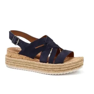 Trask Sandals Women's Blue Suede Leather Platform Espadrilles, Size US11M