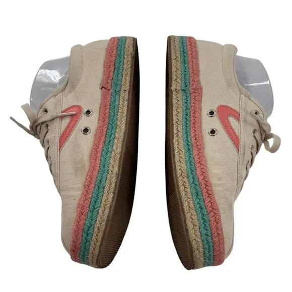 Tretorn Light Natural Coral Blue Nylite Plus Canvas Espadrille Sneakers