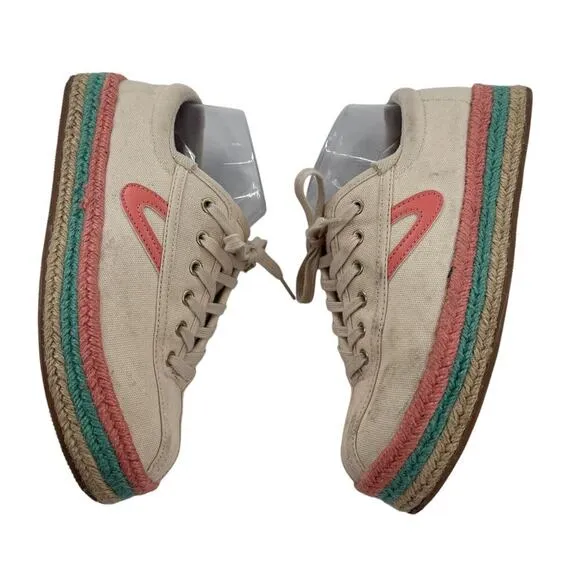Tretorn Light Natural Coral Blue Nylite Plus Canvas Espadrille Sneakers
