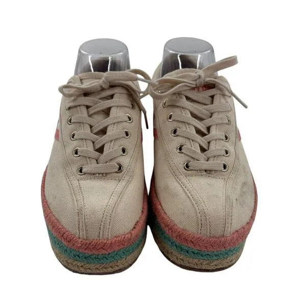 Tretorn Light Natural Coral Blue Nylite Plus Canvas Espadrille Sneakers