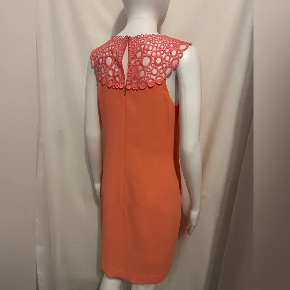 Trina Turk Sz 0 Coral Pink Embroidered Circle Dress Retro Elegant Boho Chic