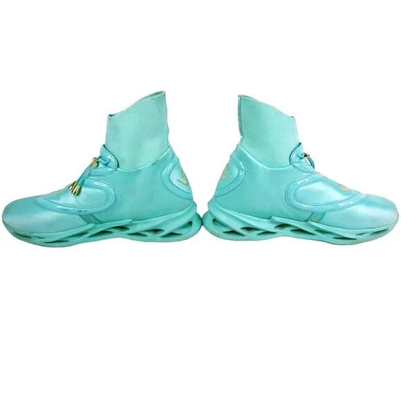 Tronus Men's Aqua Blue High Tops Sneakers Teal Size: 11