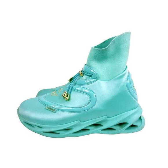 Tronus Men's Aqua Blue High Tops Sneakers Teal Size: 11