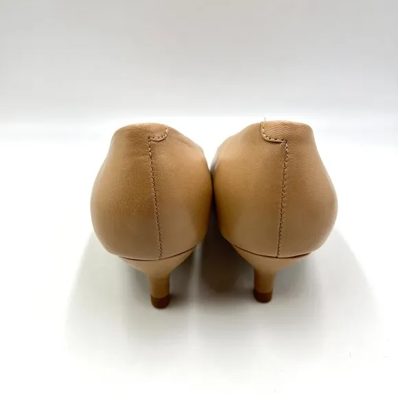 Trotters Womens Size 6.5 Beige Nude Tan Leather Kitten Heels Pumps Shoes
