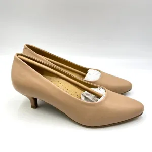 Trotters Womens Size 6.5 Beige Nude Tan Leather Kitten Heels Pumps Shoes
