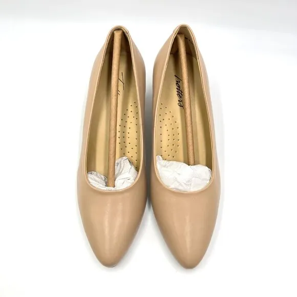 Trotters Womens Size 6.5 Beige Nude Tan Leather Kitten Heels Pumps Shoes