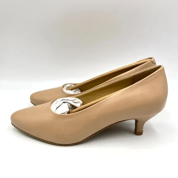 Trotters Womens Size 6.5 Beige Nude Tan Leather Kitten Heels Pumps Shoes