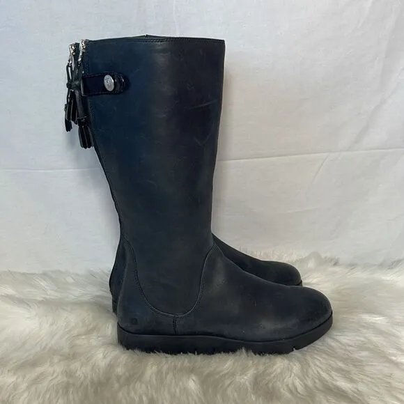 Tsubo LIKE NEW Black Leather Back Zip Mid Calf Boots Eilis Sz 6