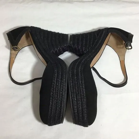 Tuckernuck Castaner Black Suede Espadrilles Jute Wrap Platform Heel Shoe Size 39
