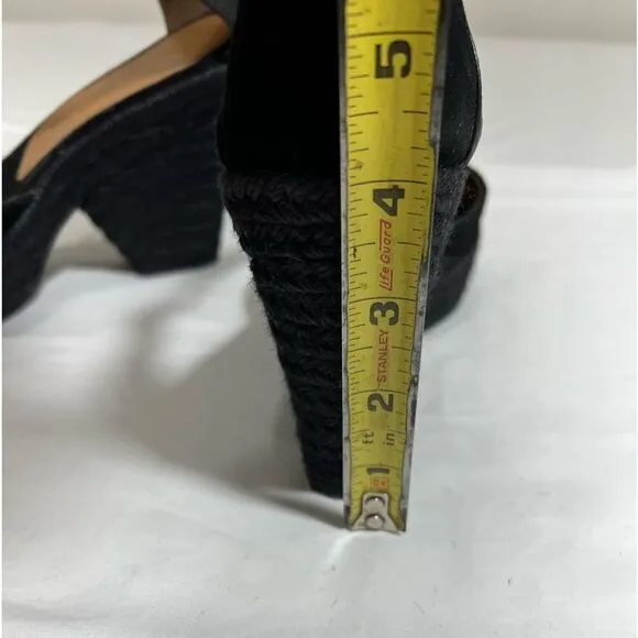 Tuckernuck Castaner Black Suede Espadrilles Jute Wrap Platform Heel Shoe Size 39