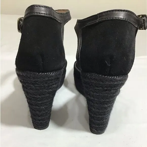 Tuckernuck Castaner Black Suede Espadrilles Jute Wrap Platform Heel Shoe Size 39