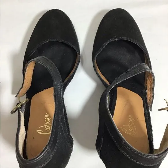 Tuckernuck Castaner Black Suede Espadrilles Jute Wrap Platform Heel Shoe Size 39
