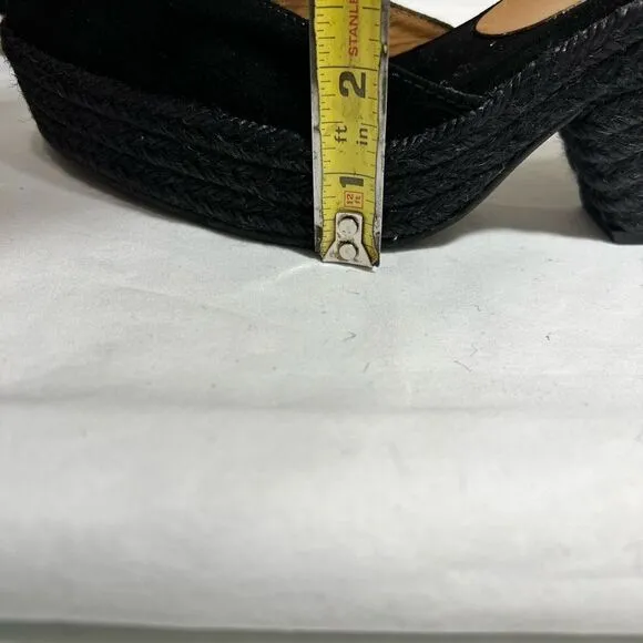 Tuckernuck Castaner Black Suede Espadrilles Jute Wrap Platform Heel Shoe Size 39