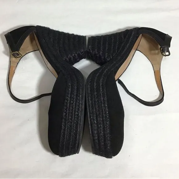 Tuckernuck Castaner Black Suede Espadrilles Jute Wrap Platform Heel Shoe Size 39