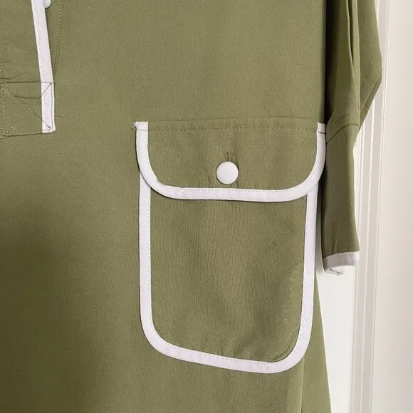 Tuckernuck POMANDER PLACE Perkins Mini Shirt Dress, Moss Green, Size S, Like New