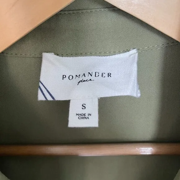 Tuckernuck POMANDER PLACE Perkins Mini Shirt Dress, Moss Green, Size S, Like New