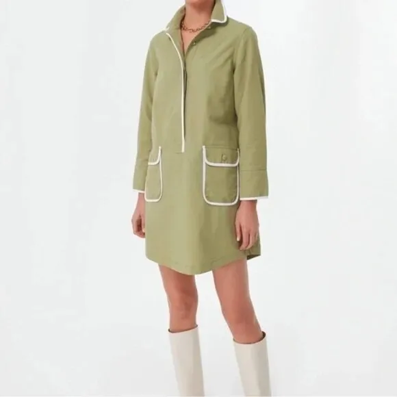 Tuckernuck POMANDER PLACE Perkins Mini Shirt Dress, Moss Green, Size S, Like New