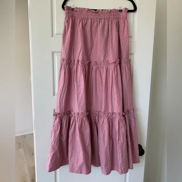 Tuckernuck Red Blue White Stripe Maxi Skirt Medium NWT