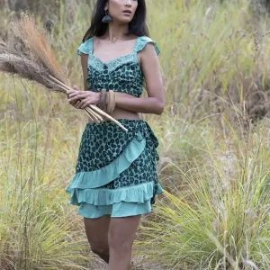 Tulle and Batiste Wild Heart Mini Skirt - Ruffle Leopard Print Wrap Skirt