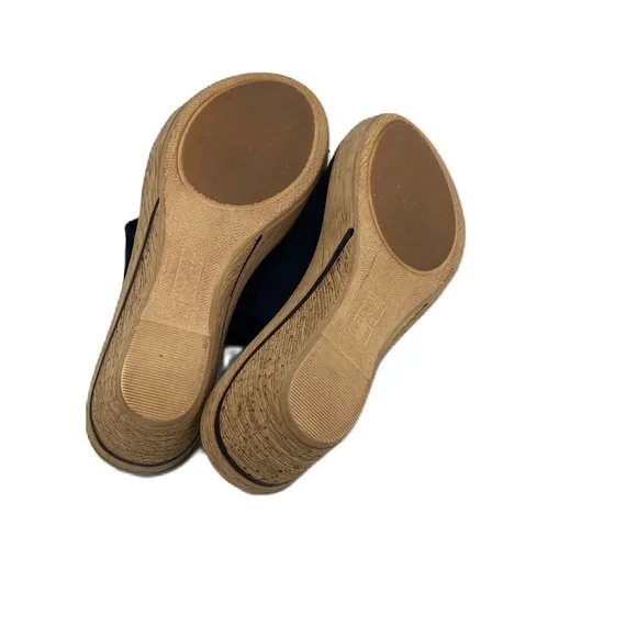 Tuscany Easy Street Women's Sandal Black vegan leather Stretch Size 9.5 WW