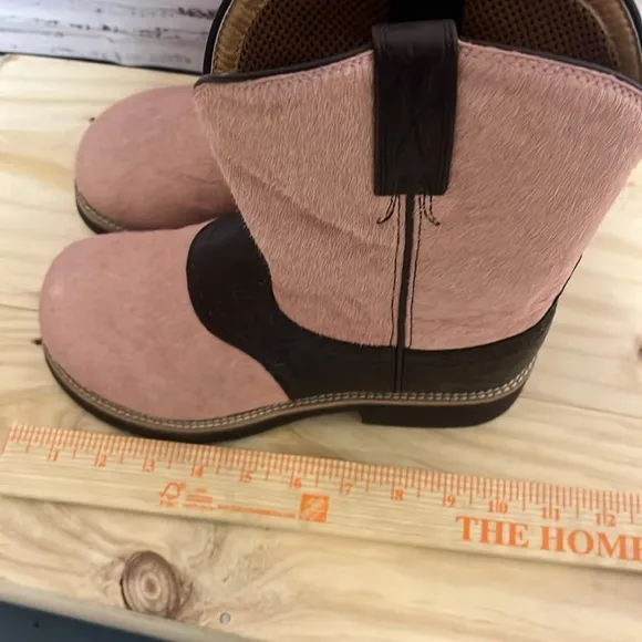 Twisted X Western Cowgirl Barn Boots Womens 8M Calf Hair Leather Saddle Pink